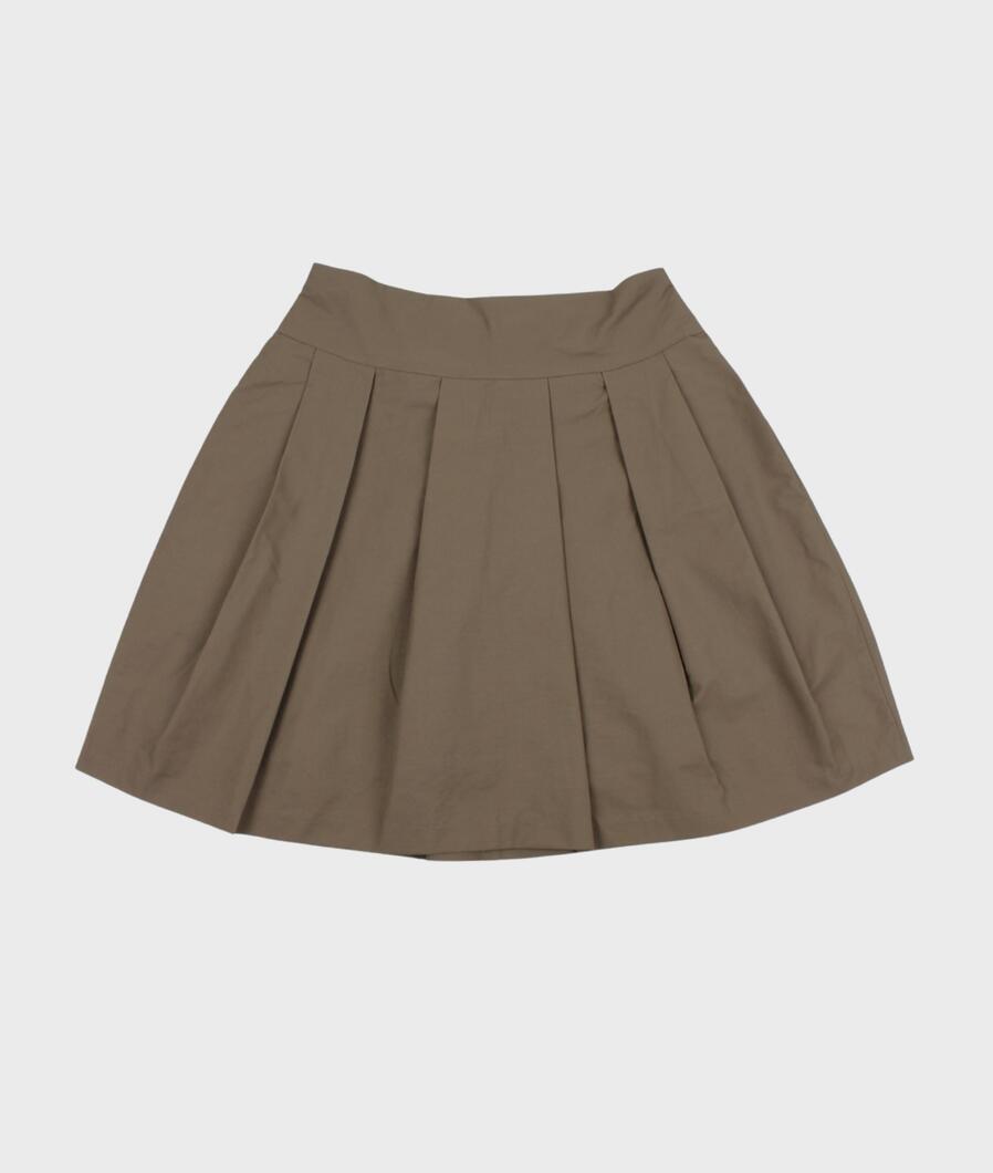 pump pleats cotton zip skirt (khaki)